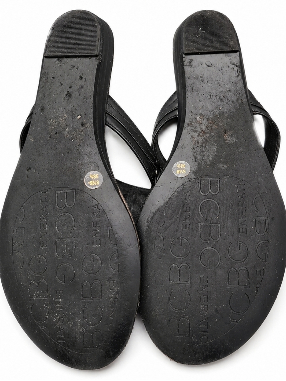 BCBGeneration Black Sandals with Silver-Tone T-Bar Accents - Picture 2 of 6